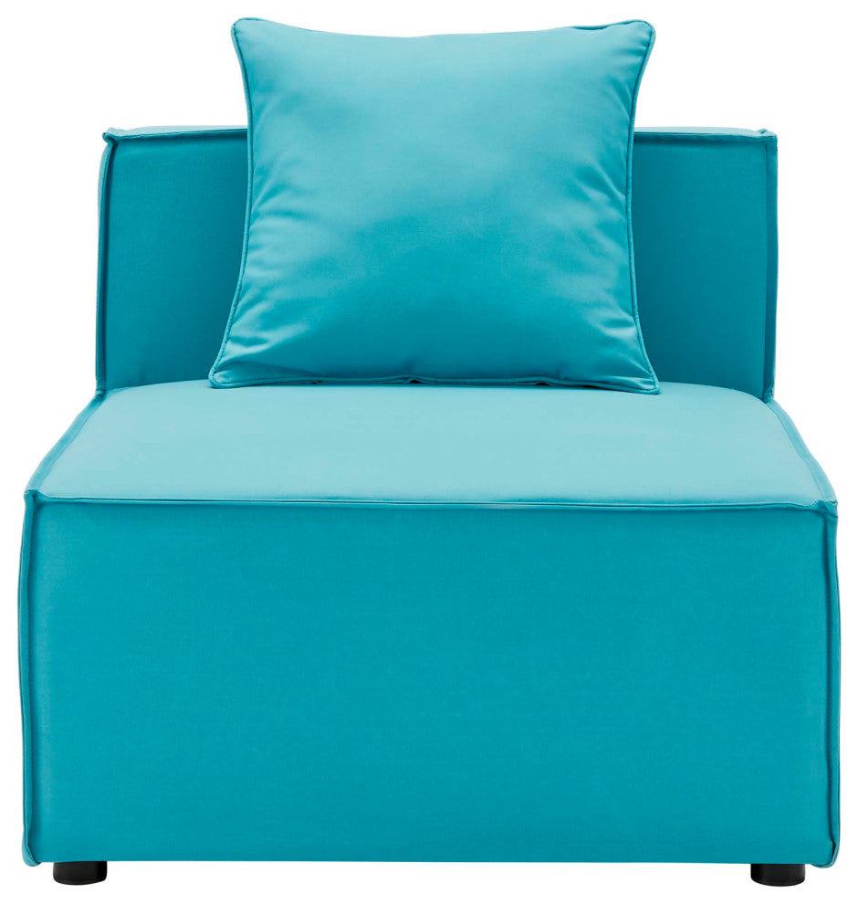 Sofa Middle Chair, Fabric, Blue, Outdoor Patio Balcony Cafe Bistro Garden