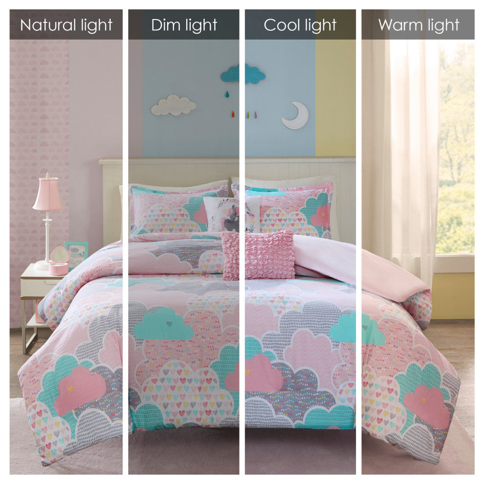 Kids Cotton Comforter/Duvet Cover/Coverlet Set, Pink, Full/Queen, Duvet Cover