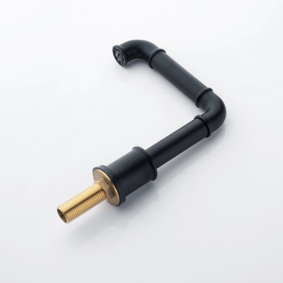 Deck Mounted Two Holes Bathroom Sink Faucet, Matte Black
