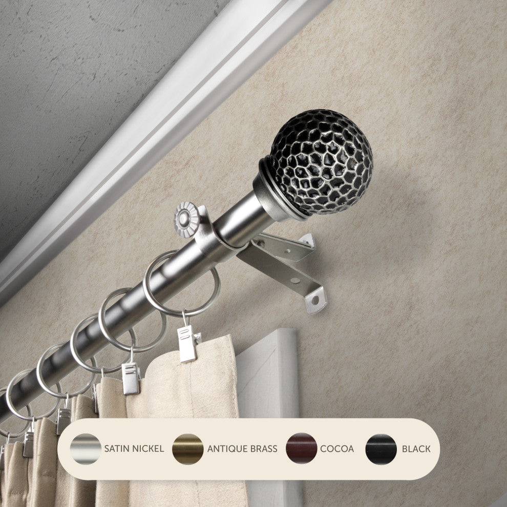 Nicholson 13/16" Curtain Rod, Satin Nickel, 120-170"