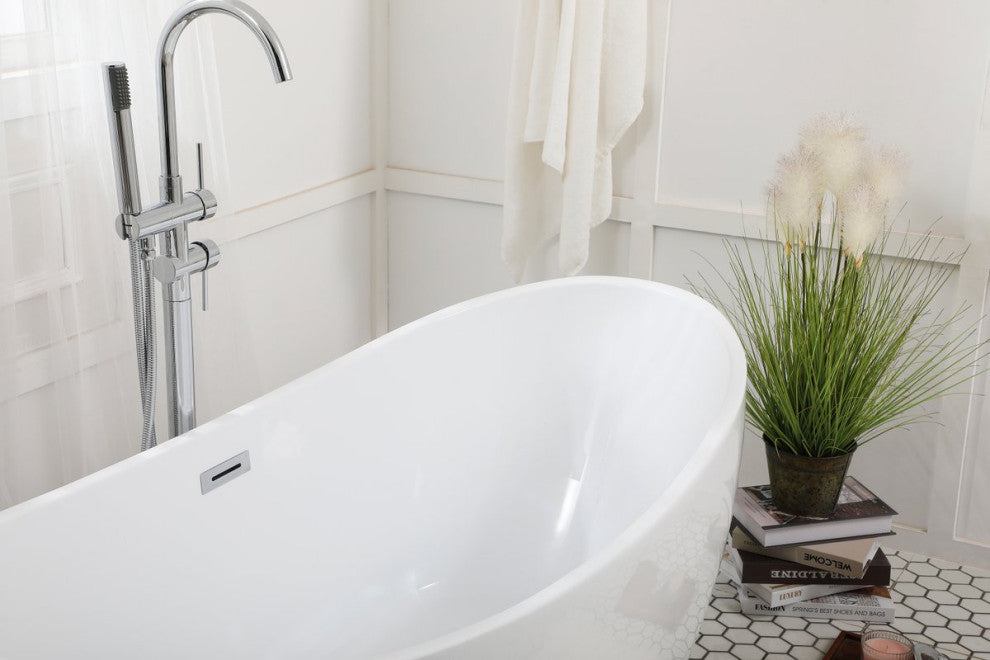 Issac 62" Soaking Bathtub, Glossy White