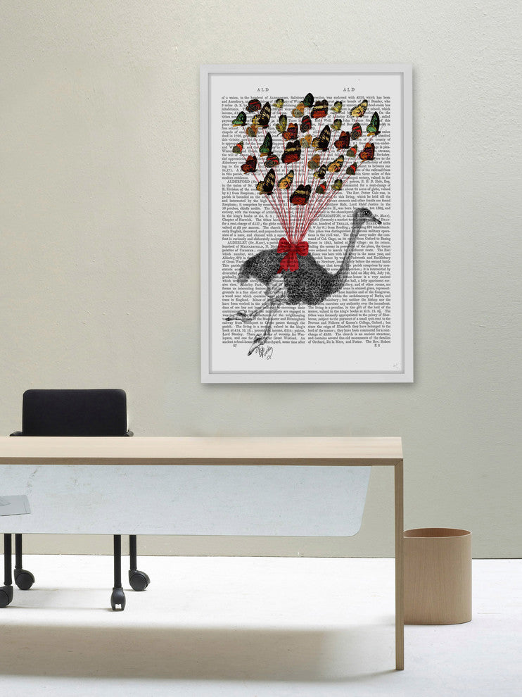 "Ostrich Flying with Butterflies" Framed Painting Print, 20"x30"