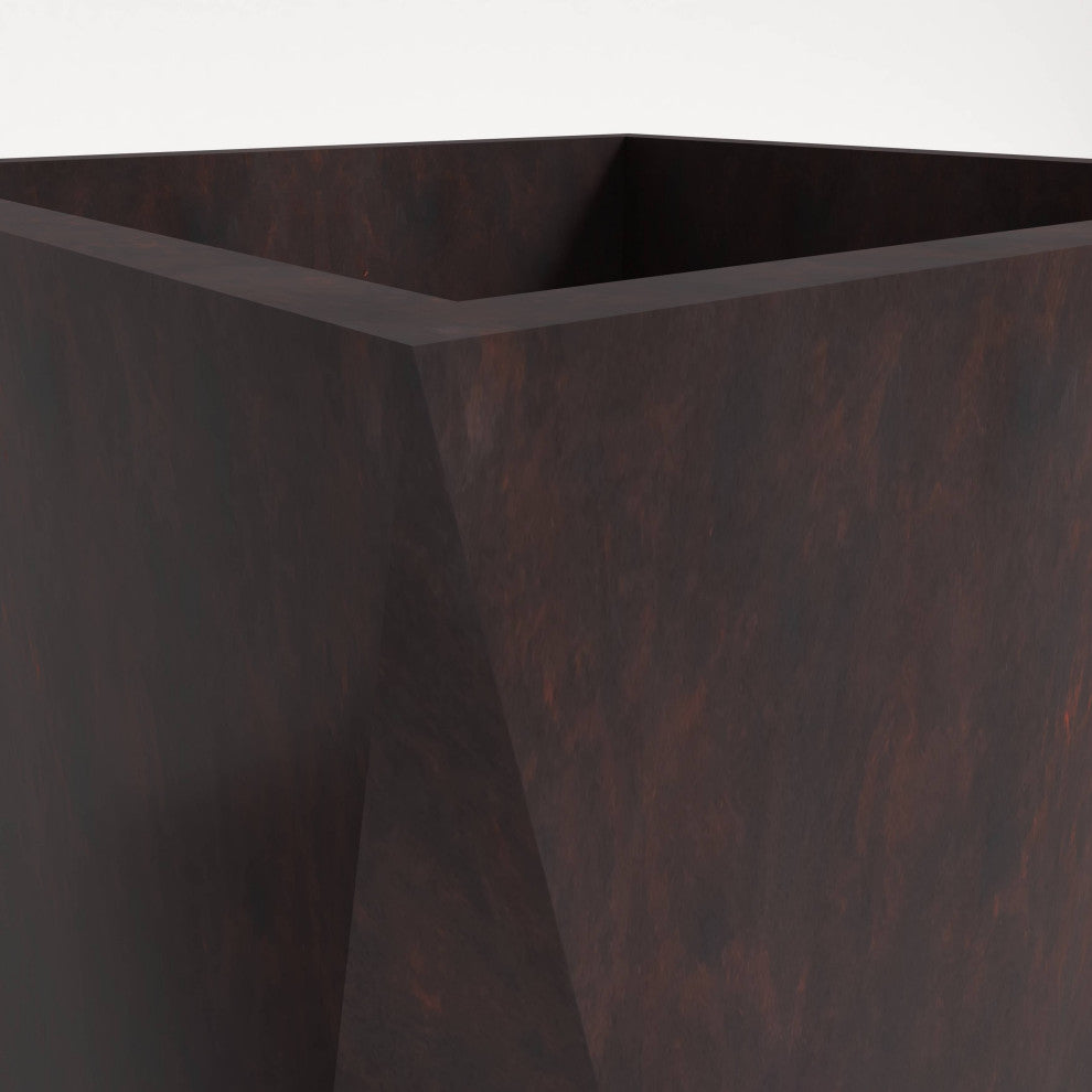 Aloe Tapered Square Planter, Fiberstone and MgO Clay, Brown, 24 Inch