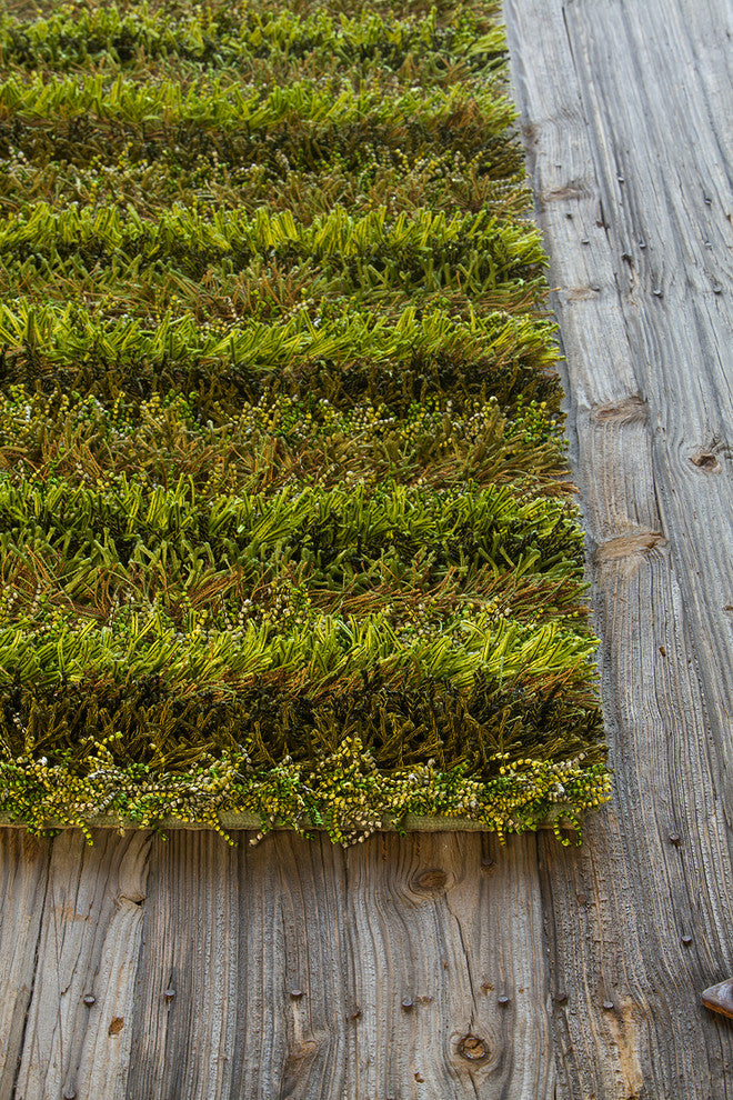 Kubu Striped Area Rug, Green, 5'x7'6" Rectangle