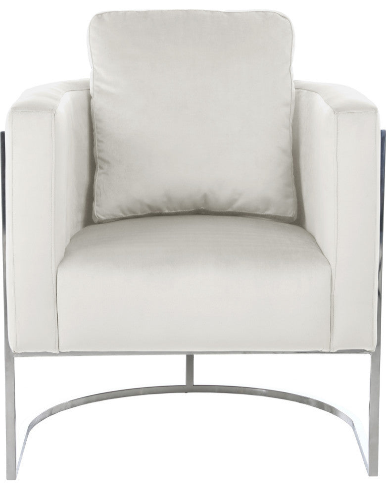 Casa Velvet Upholstered Chair, Cream, Chrome Finish