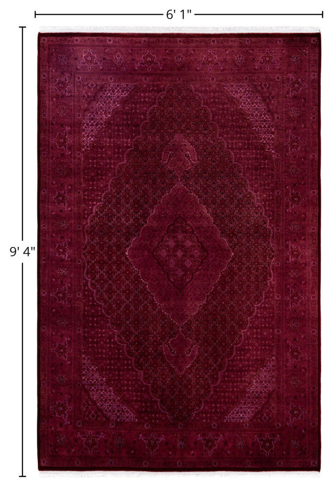 Overdyed One-of-a-Kind Hand-Knotted Area Rug Pink, 6' 1" x 9' 4"