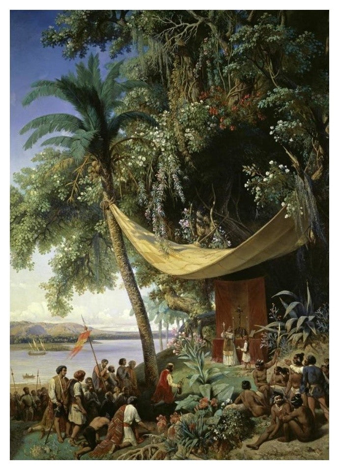 "First Mass in America" Paper Print by Henri Pierre Leon Blanchard, 18"x24"
