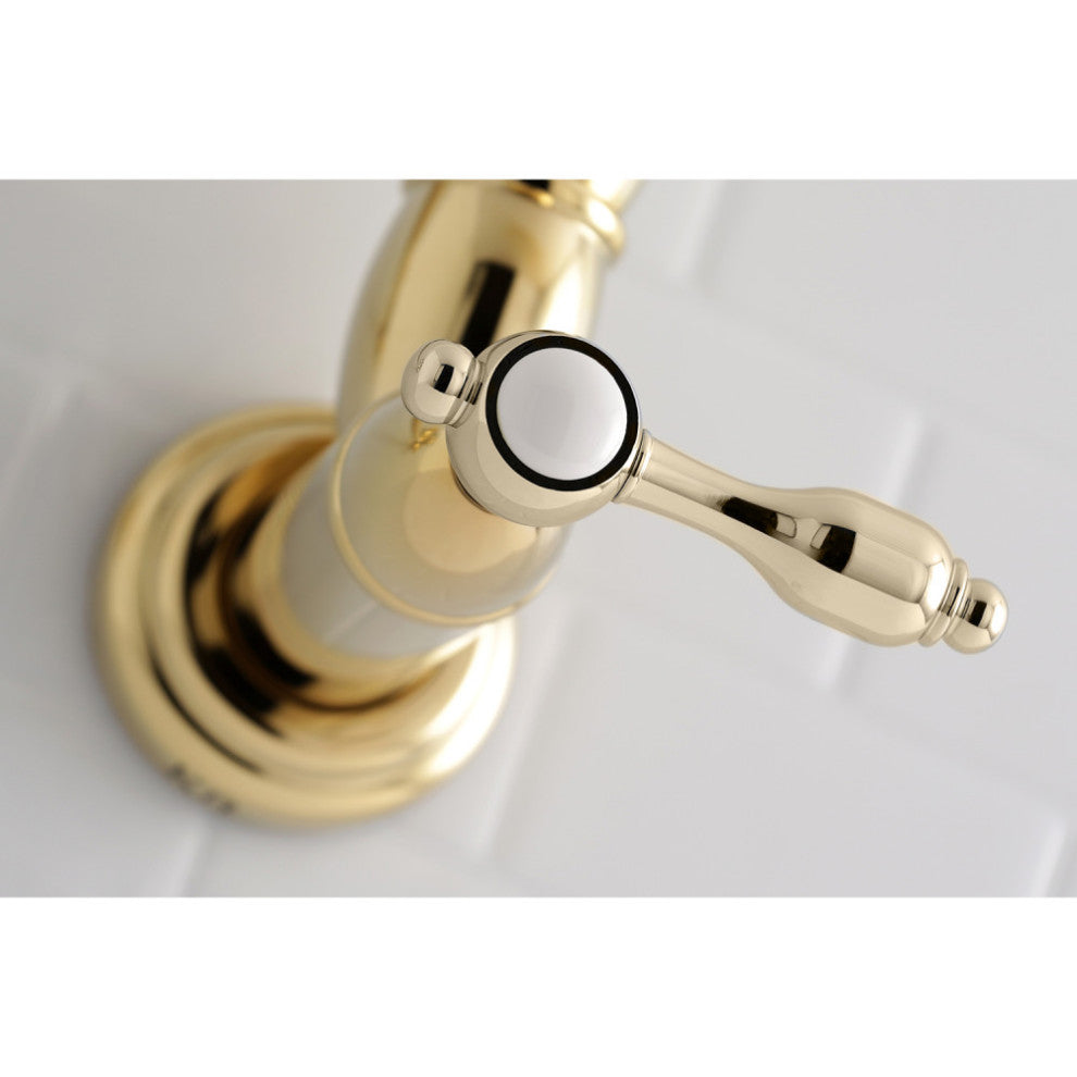 Kingston Brass Wall Mount Pot Filler Kitchen Faucet, Polished Brass