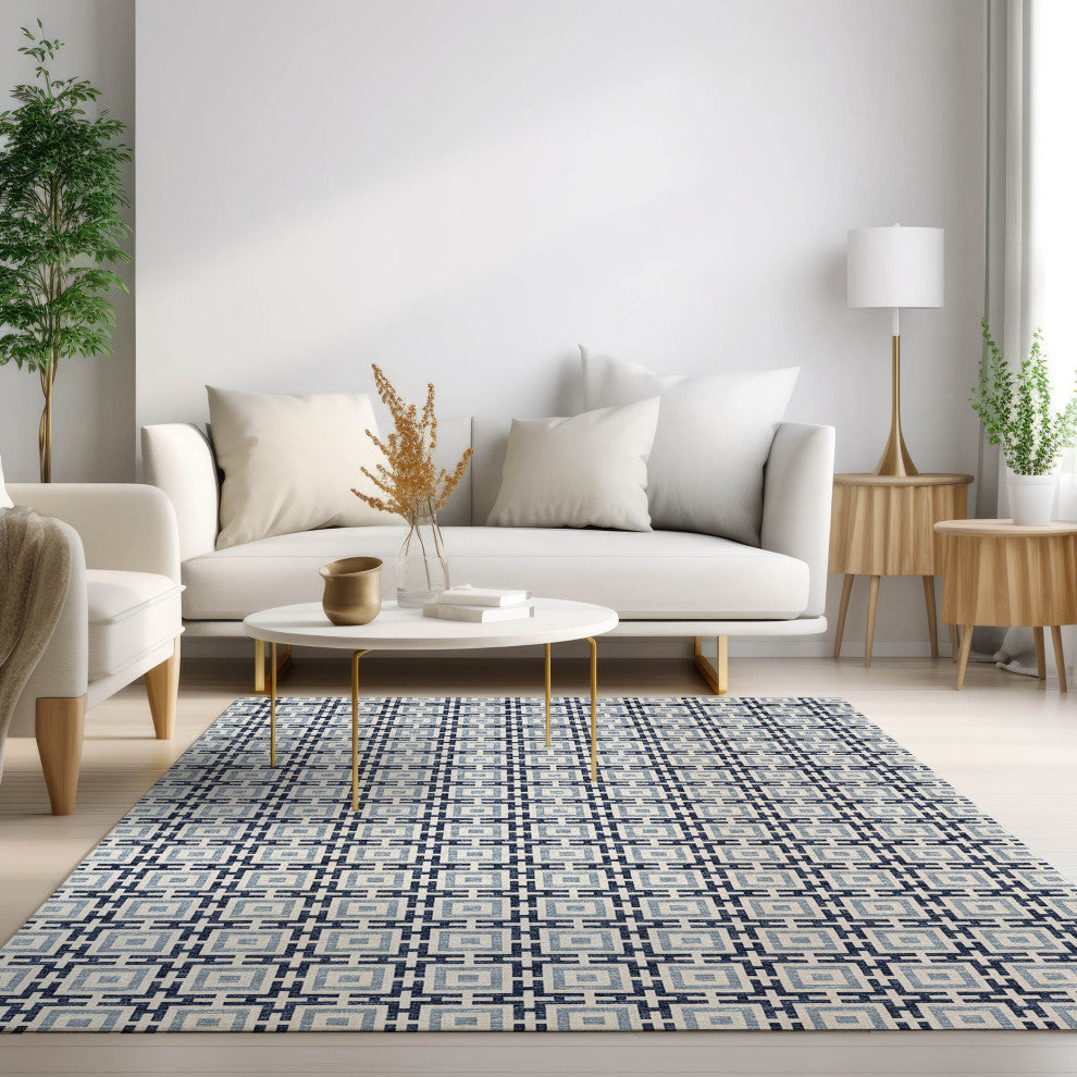 Indoor/Outdoor Marlo MO1 Navy Machine Washable 3' x 5' Rug