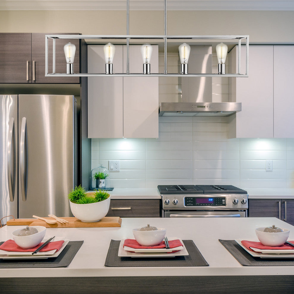 Golden Lighting 2072-LP Wesson 5 Light 41"W Linear Chandelier - Black