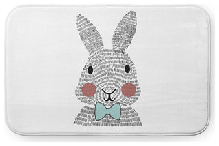 24" x 17" Bow-tie Bunny Bathmat, Wave Top Blue