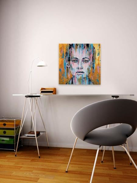 "Through the Rain" Painting Print on Wrapped Canvas, 32"x32"