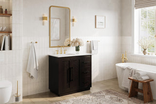 Home Living 36" Single Bathroom Vanity, Chocolate Oak