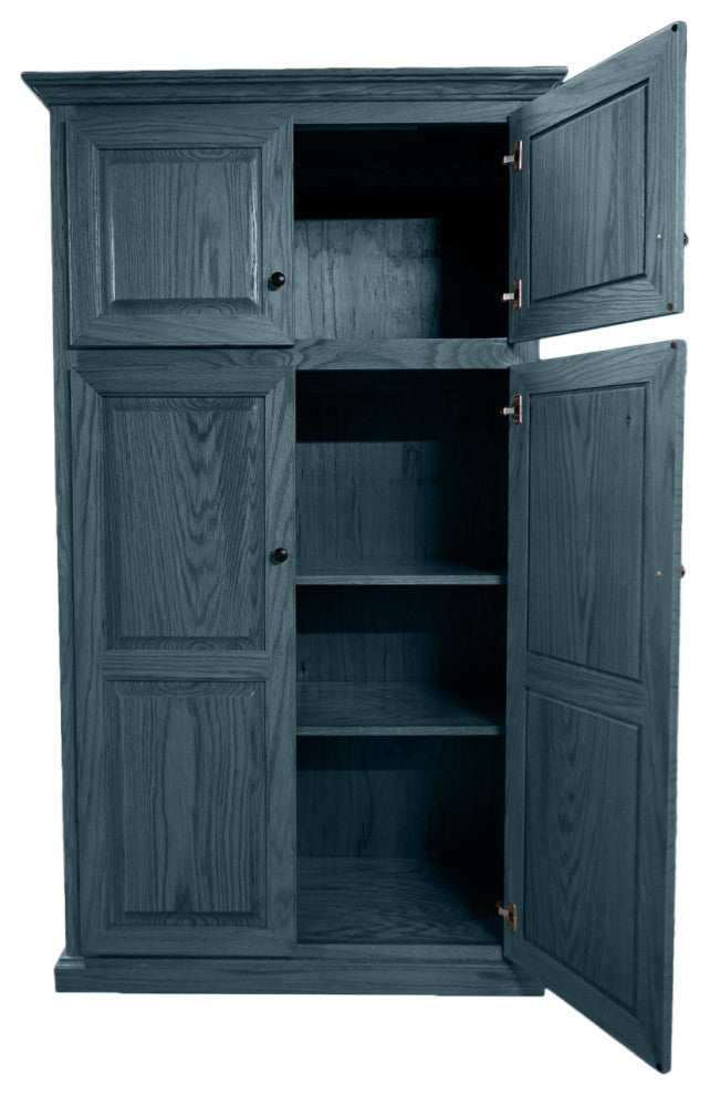 Oak Kitchen Pantry With upper Storage, Smokey Blue Oak
