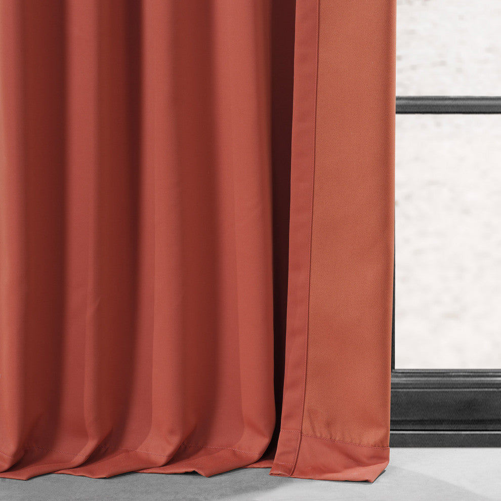 Sunset Orange Performance Woven Blackout Curtain Pair, 50W x 120L