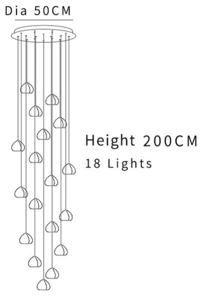 Hanging Modern Crystal Lamp for Staircase, 18 Lights