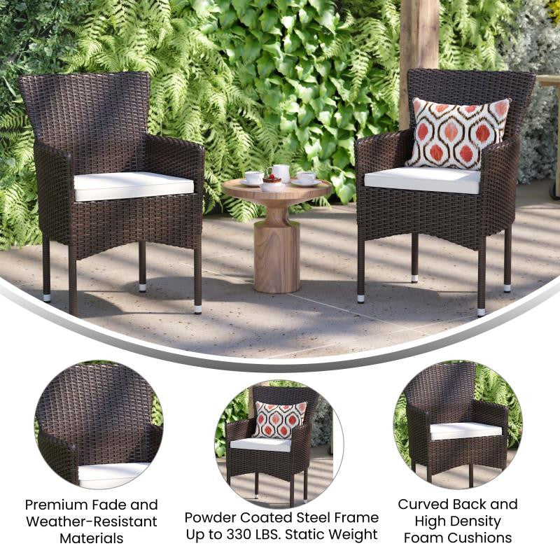 Maxim Modern Wicker Patio Armchairs Fade & Weather-Resistant Frames and Cushions