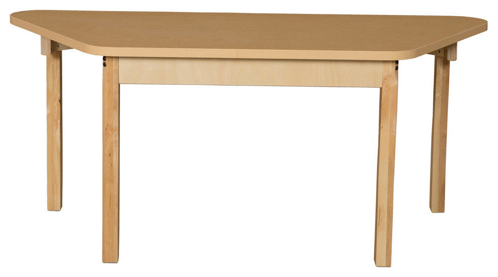 Trapezoidal High Pressure Laminate Table With Hardwood Legs, 29"