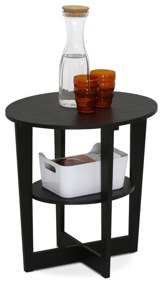 Furinno Round End Table, Walnut