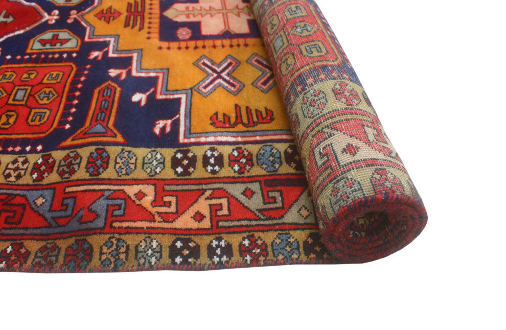 Fine Vintage Distressed DaLight on Navy/Red Runner, 4'5x9'11