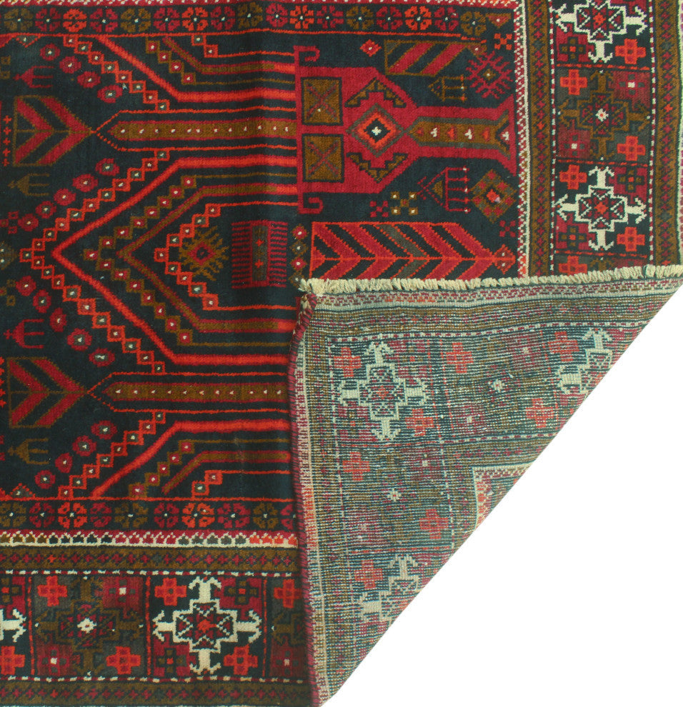 Fine Vintage Distressed Ronda Charcoal/Red Runner, 3'4x6'6