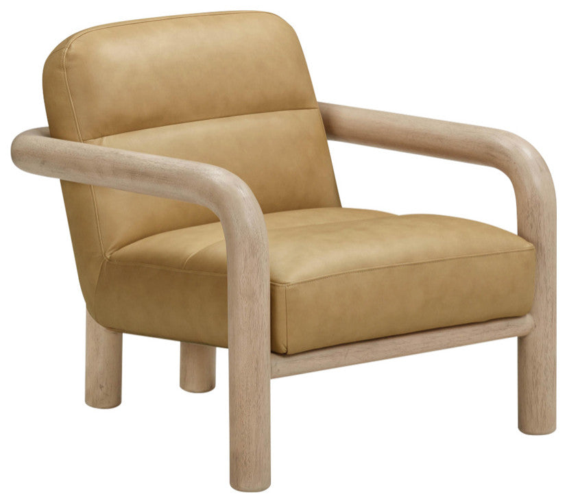 Bekah Tan Genuine Leather Accent Chair