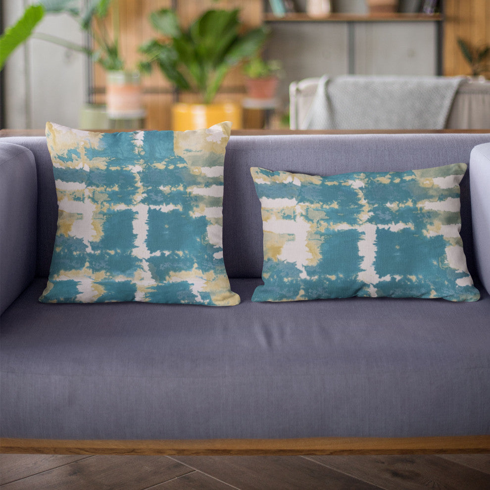 Plutus Blue Contemporary Art Graphic Print Luxury Throw Pillow, 16"x16"