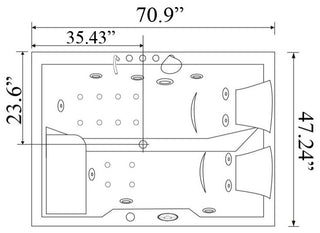 Whirlpool Bathtub 71"x47" Double Pump Heater, Yellowstone