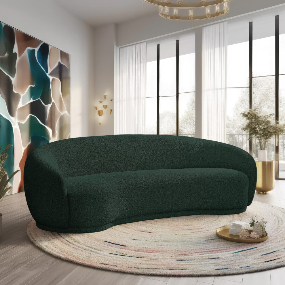 Hyde Boucle Fabric Upholstered, Green, Sofa