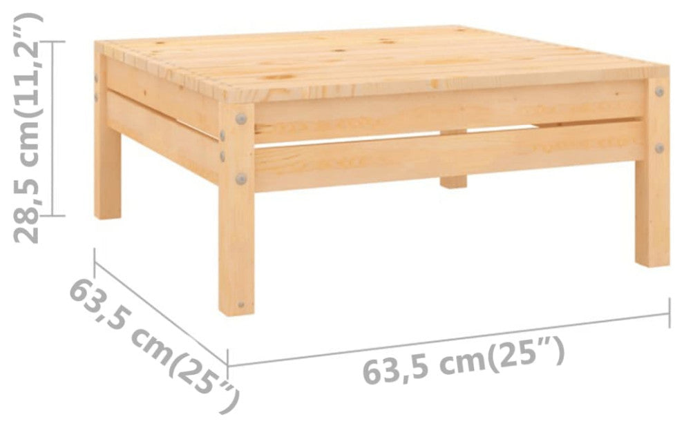 vidaXL Patio Furniture Outdoor Wooden Footstool Patio Seat Solid Wood Pine