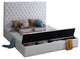 Bliss Velvet Upholstered  Bed, White, Full