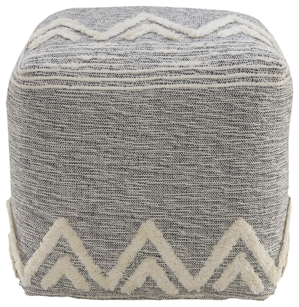 Modern Tufted Geometric Peaks Pouf