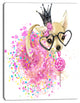 Cute Dog with Crown and Glasses, Contemporary Animal Art Canvas, 12"x20"