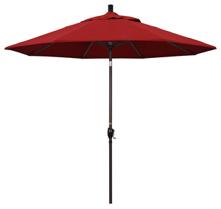 9' Bronze Push-Button Tilt Crank Aluminum Umbrella, Red Pacifica
