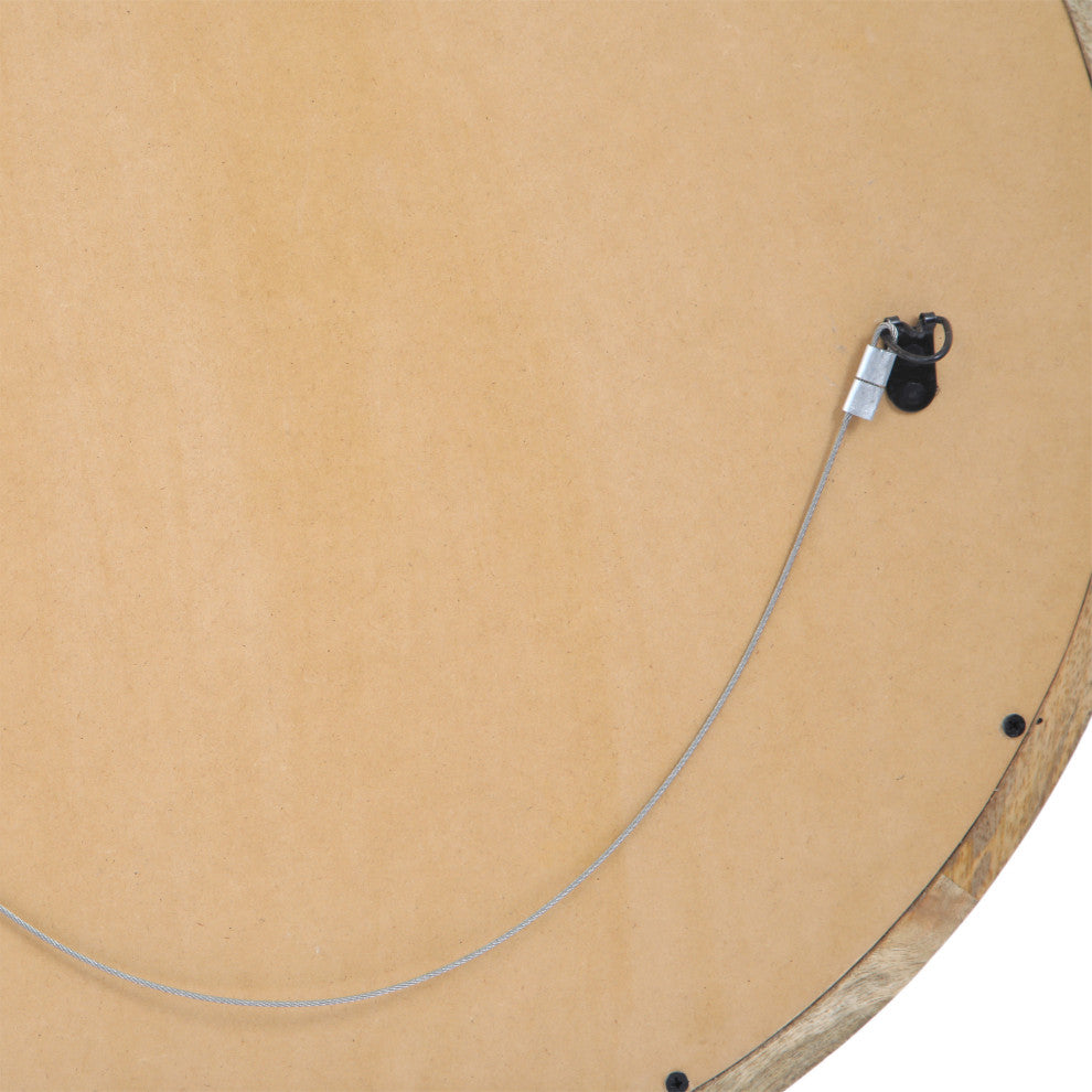 Heather Modern Round Mirror With Mango Wood Frame