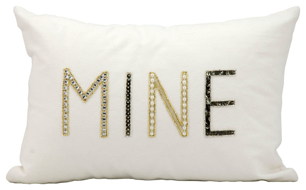 Kathy Ireland E5175 Throw Pillow, White, 12" x 18"