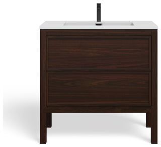 The Shiloh Bathroom Vanity, Dark Walnut, 36", Single Sink, Freestanding