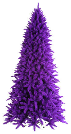Pre-Lit Slim Ashley Spruce Christmas Tree, Clear and Purple Lights, Purple, 10'