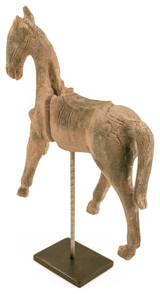 Distressed Resin Horse on Stand