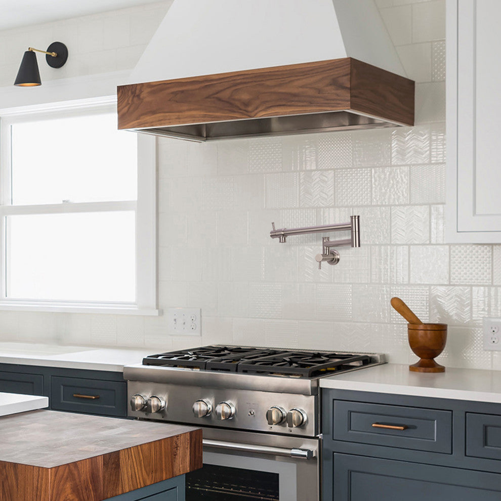 Akicon Pot Filler Kitchen Faucet Wall-Mounted, Brushed Nickel