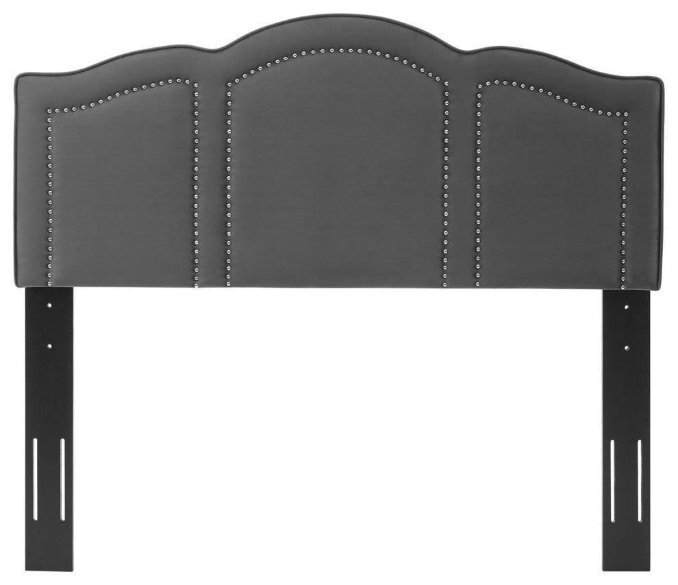 Headboard, King Size, Velvet, Dark Gray, Modern Contemporary, Bedroom