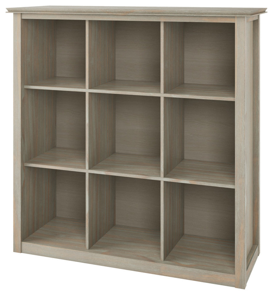 Artisan Solid Wood 45" X 43" 9 Cube Bookcase And Storage Unit In Distressed Grey