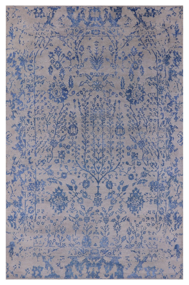 5' 11" X 8' 11" Handmade Persian Wool and Silk Rug Q7110