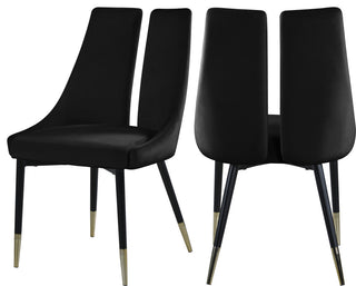 Sleek Velvet Upholstered Dining Chair (Set of 2), Black