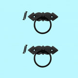 Ring Pull Cabinet Door Drawer Wrought Iron Black 4'' Set of 2