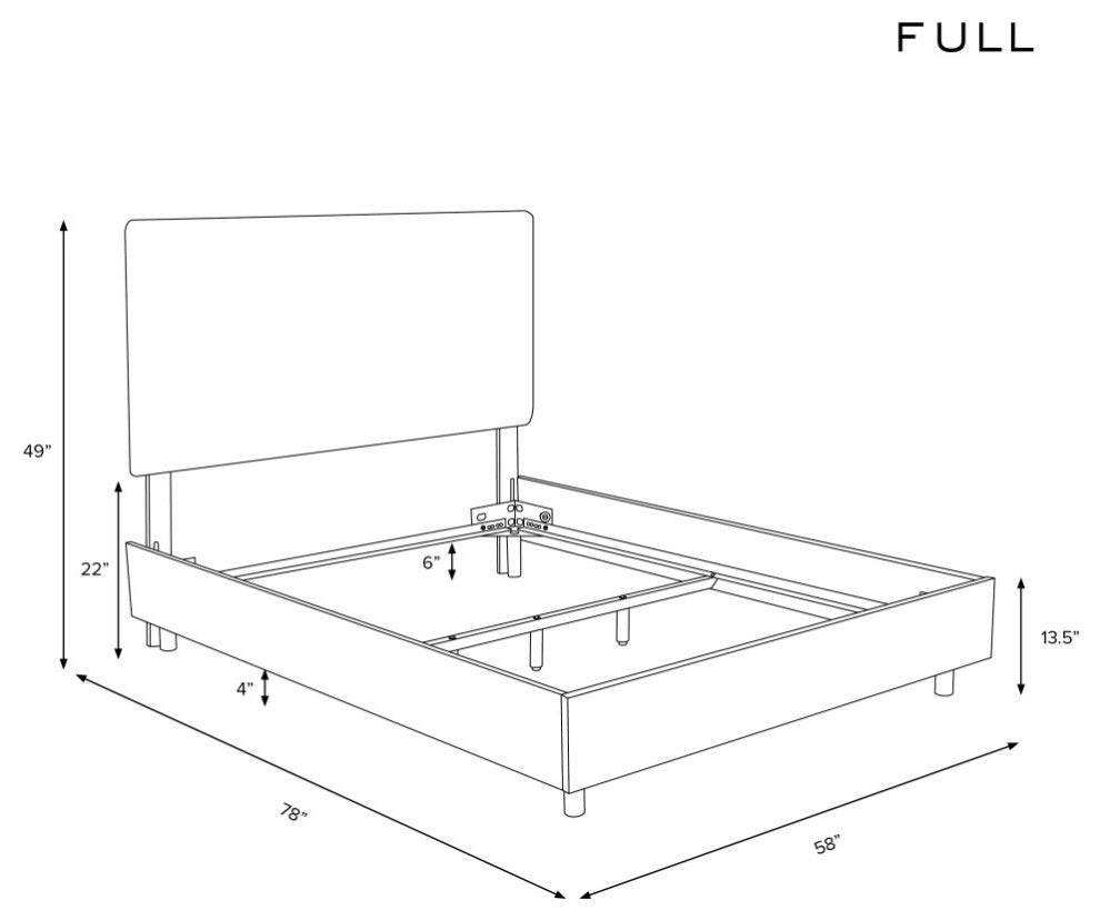 Bed, Velvet Light Gray, Full