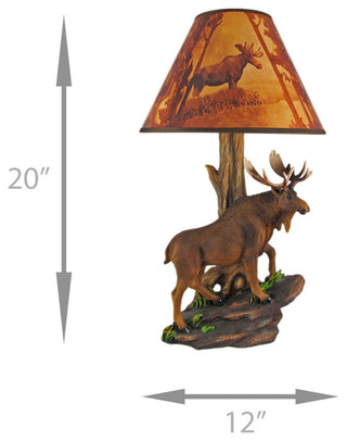 North American Bull Moose Table Lamp w/ Shade