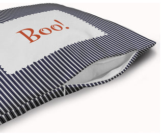 Halloween Boo Ticking Accent Pillow With Removable Insert, Navy, 18"x18"