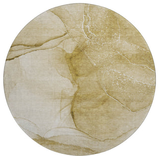 Premium Machine Washable Mayfield AMF507 Beige 8' x 8' Round Rug