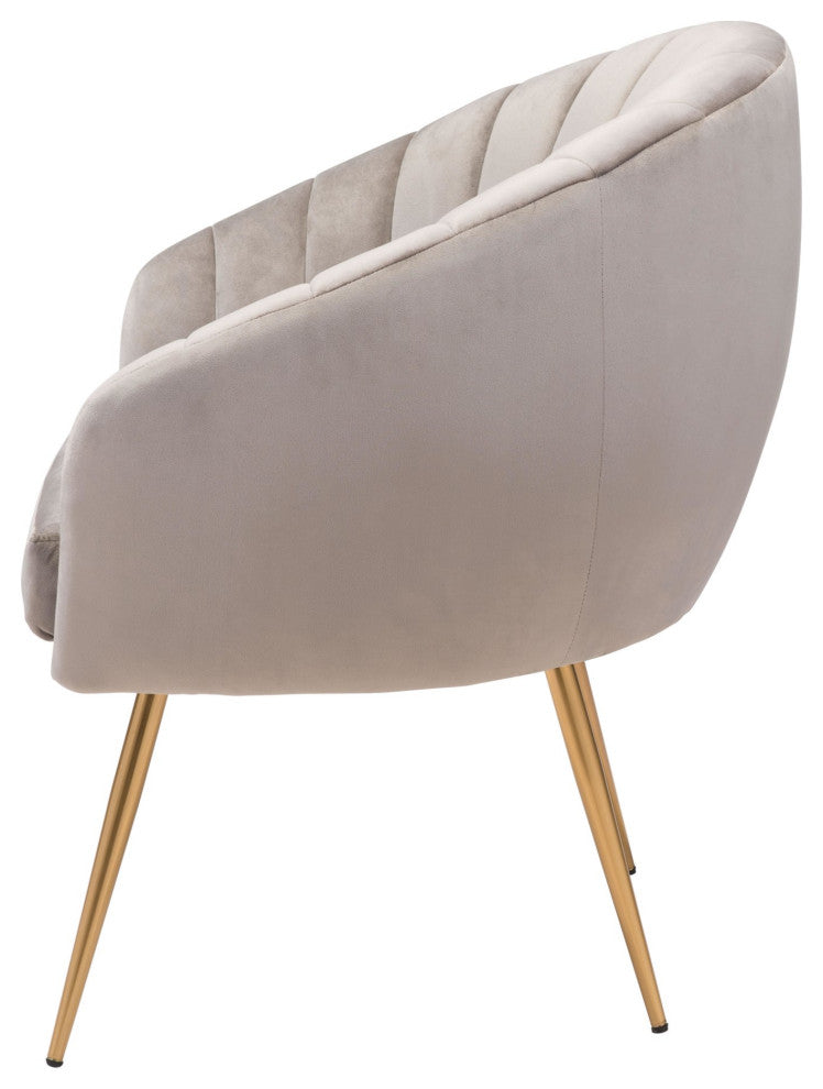 Accent Chair, Steel Metal, Fabric, Gray, Gold, Lounge Lobby Hospitality